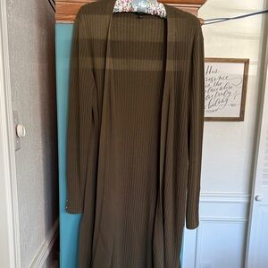 Talbots Olive Green Long Cardigan